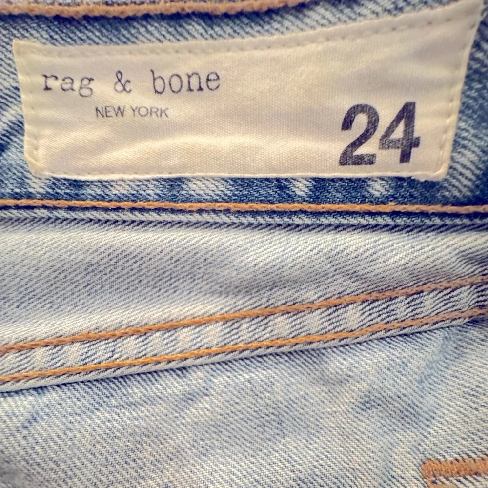 Rag & Bone Mid‎ Rise Frayed Hem Boyfriend Jean Shorts in Clean Madison 24
